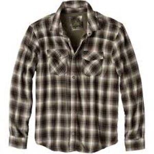 Men's Prana Plaid Asylum Button-Up Shirt Sz Small- Brown/Black